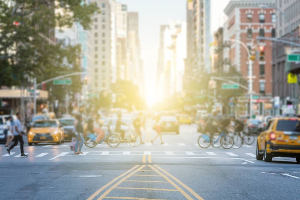 Busy crosswalk in NY