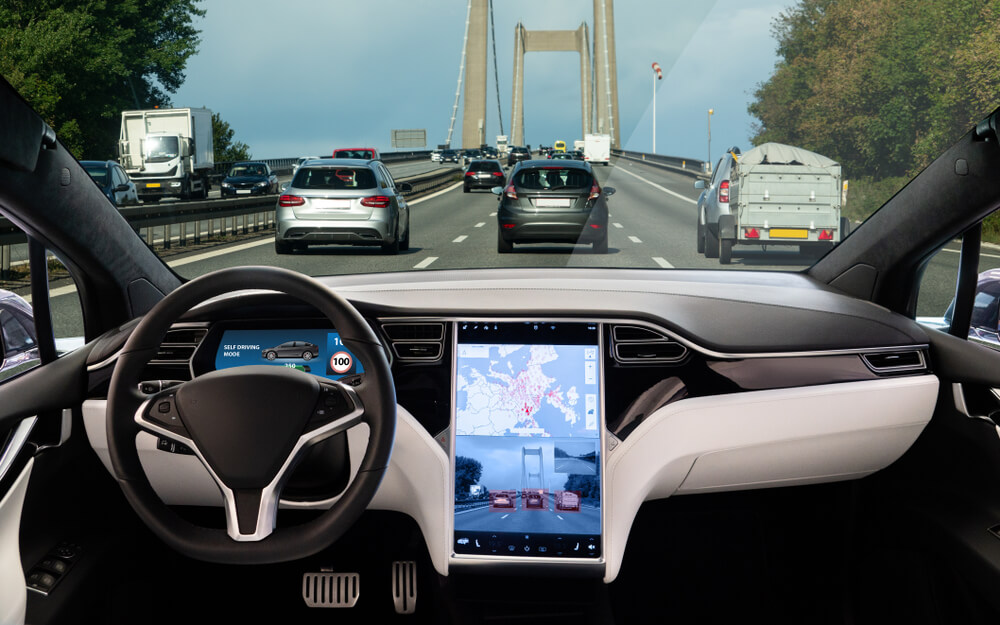 self driving car on bridge