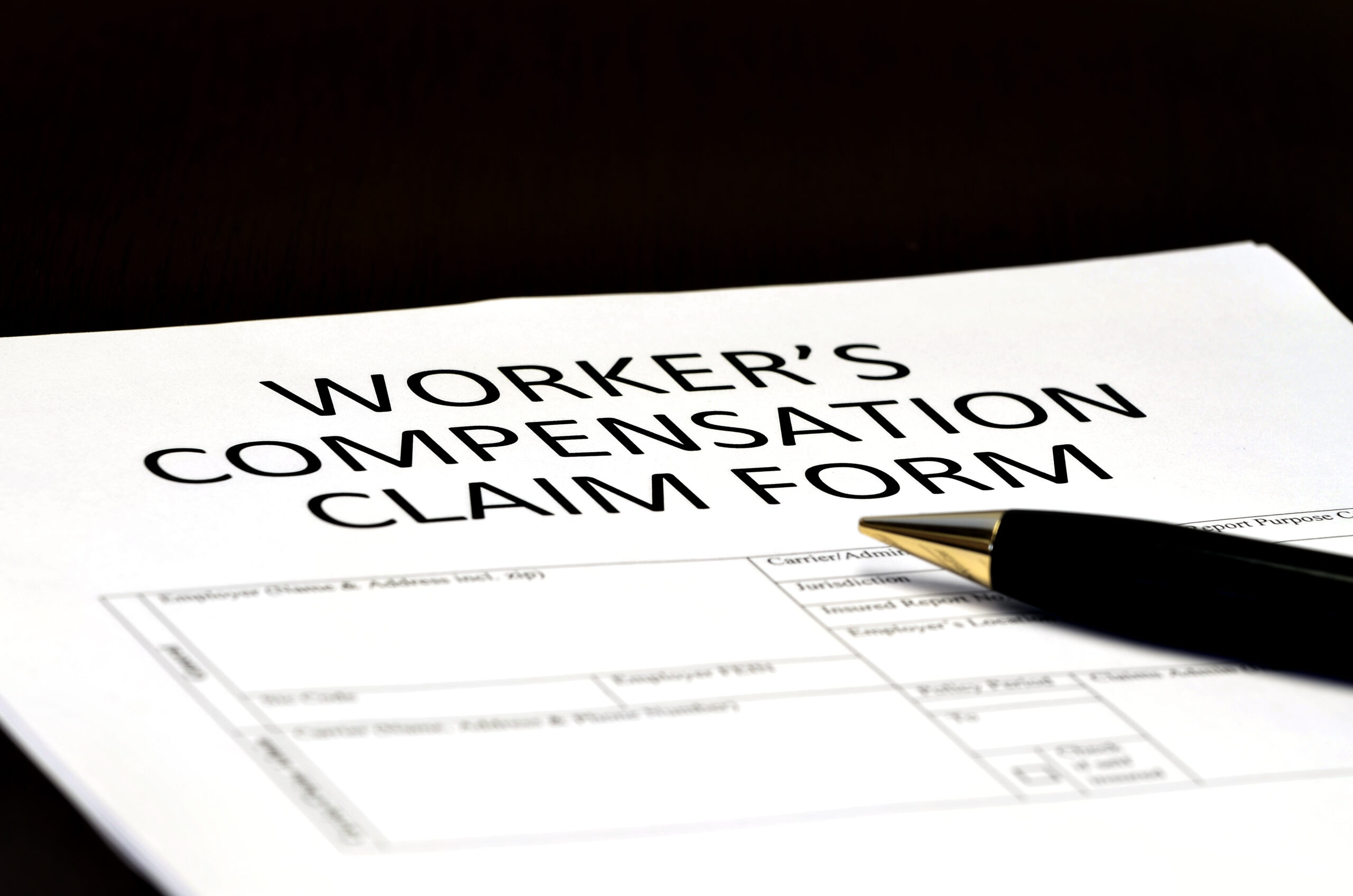 paperwork entitled Worker's Compensation Claim Form