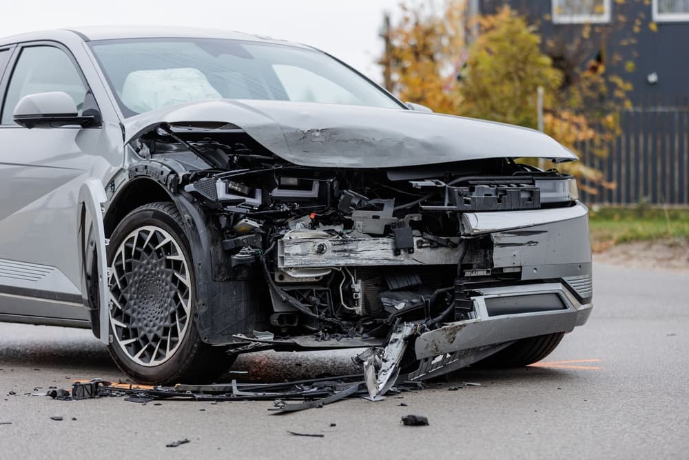 Car collision. Vehicle crash. Road accident. Damaged car. Stunning high-resolution image.